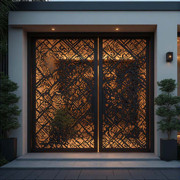 Modern laser cut steel gate do